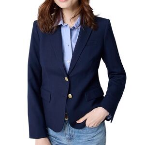 J Crew Wool Schoolboy Blazer Navy Blue Gold Buttons Preppy Work Office Casual 6